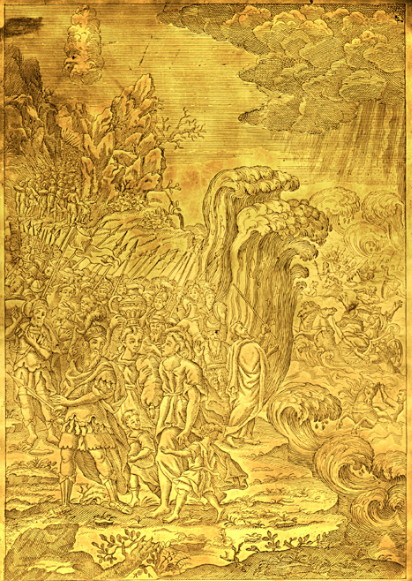 Image -- The copper plate for Averkii Kozachkivsky: Egyptians Perish [in the Red Sea] (1728).